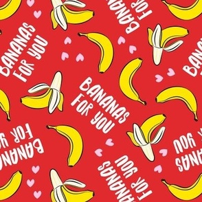 bananas for you - red - banana valentines - LAD19