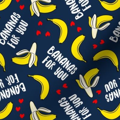 bananas for you - dark blue - banana valentines - LAD19