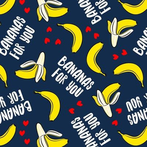bananas for you - dark blue - banana valentines - LAD19
