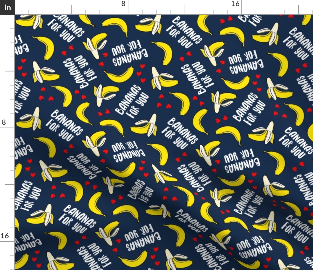 bananas for you - dark blue - banana valentines - LAD19