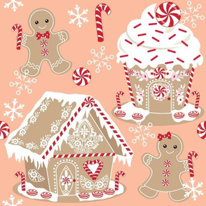 Gingerbread Houses and Gingerbread People Christmas fabric