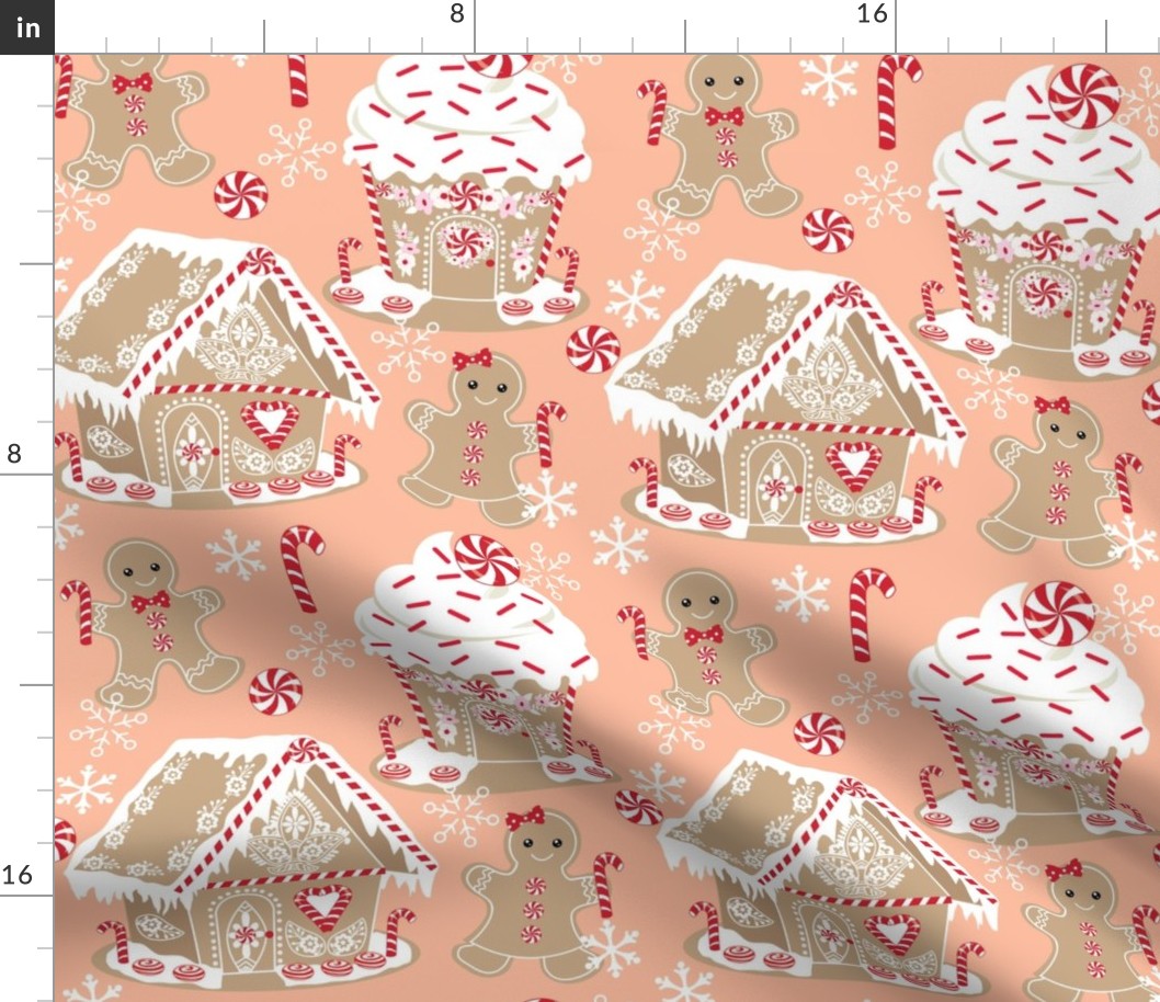 Gingerbread Houses and Gingerbread People Christmas fabric