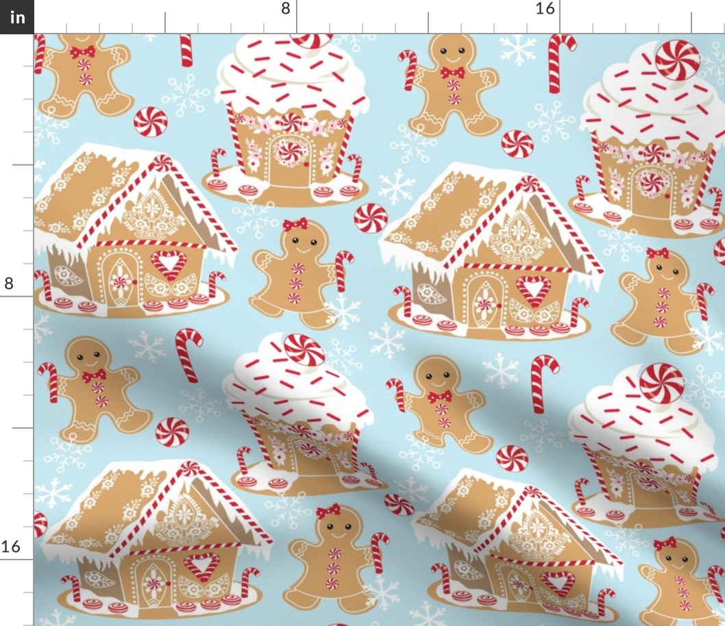 Gingerbread Houses  Holiday Christmas fabric