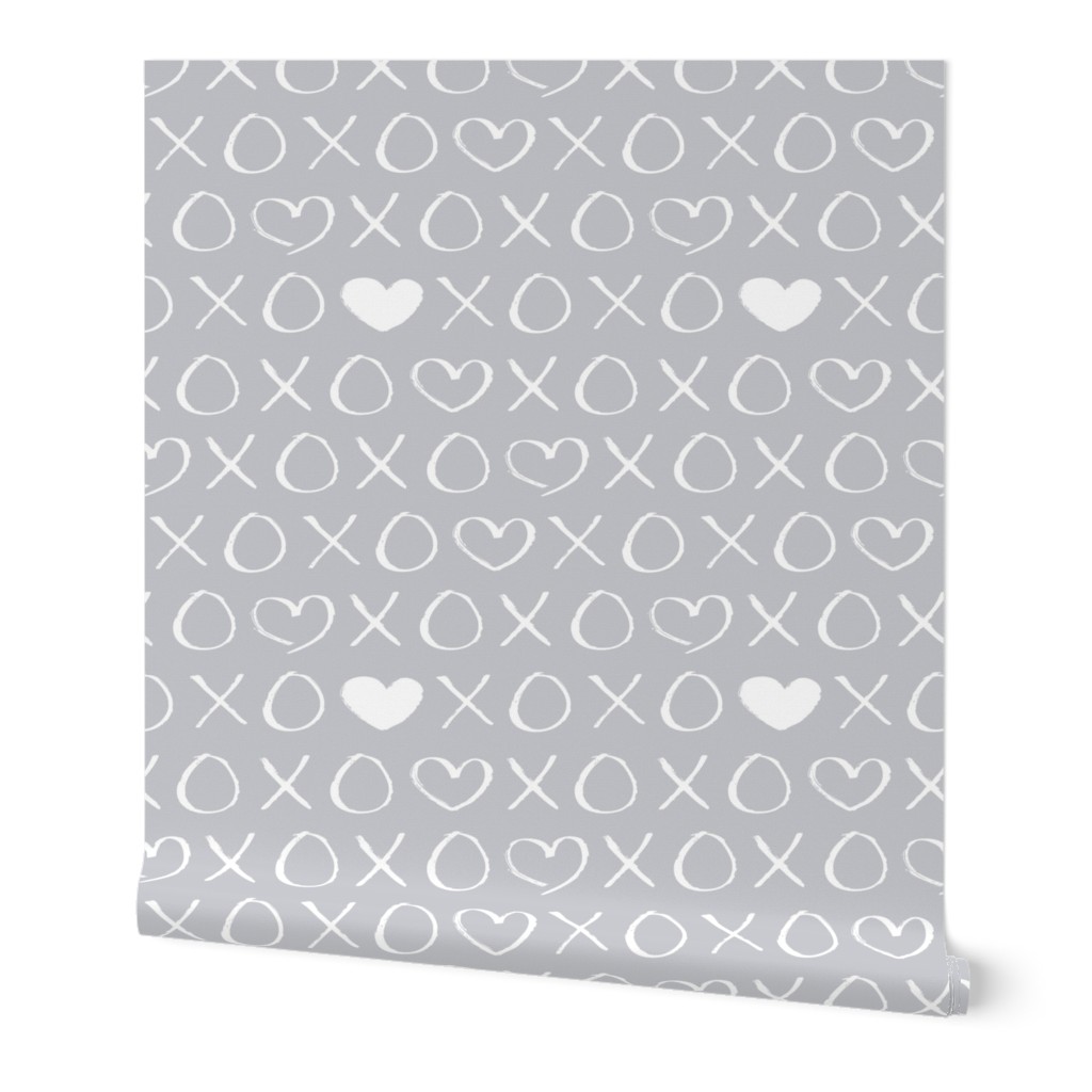 xoxo love sweet hearts and kisses print for lovers wedding and valentine in gender neutral soft cool gray