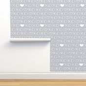 xoxo love sweet hearts and kisses print for lovers wedding and valentine in gender neutral soft cool gray