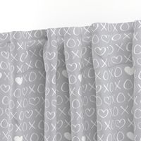 xoxo love sweet hearts and kisses print for lovers wedding and valentine in gender neutral soft cool gray