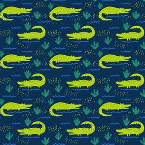 Small, Alligators on Blue