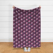 Small Retro Rose Chintz in Magenta and Plum