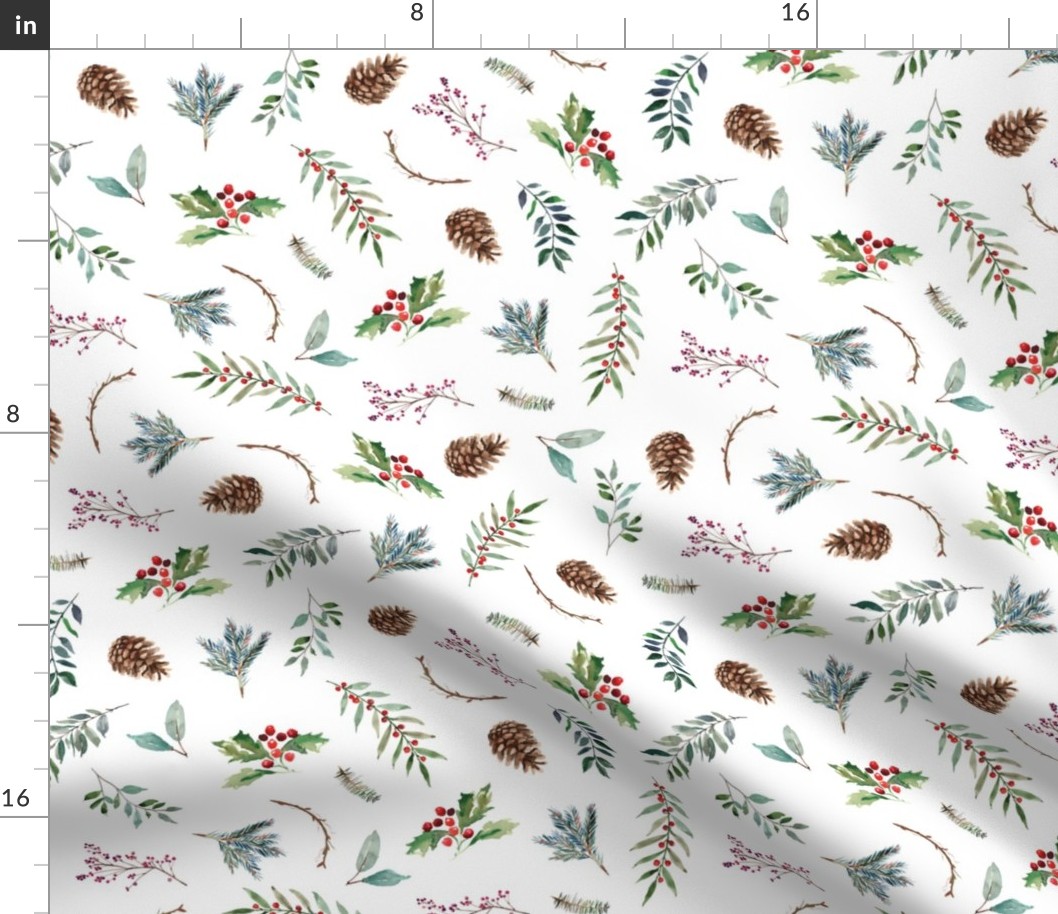 Christmas floral on white