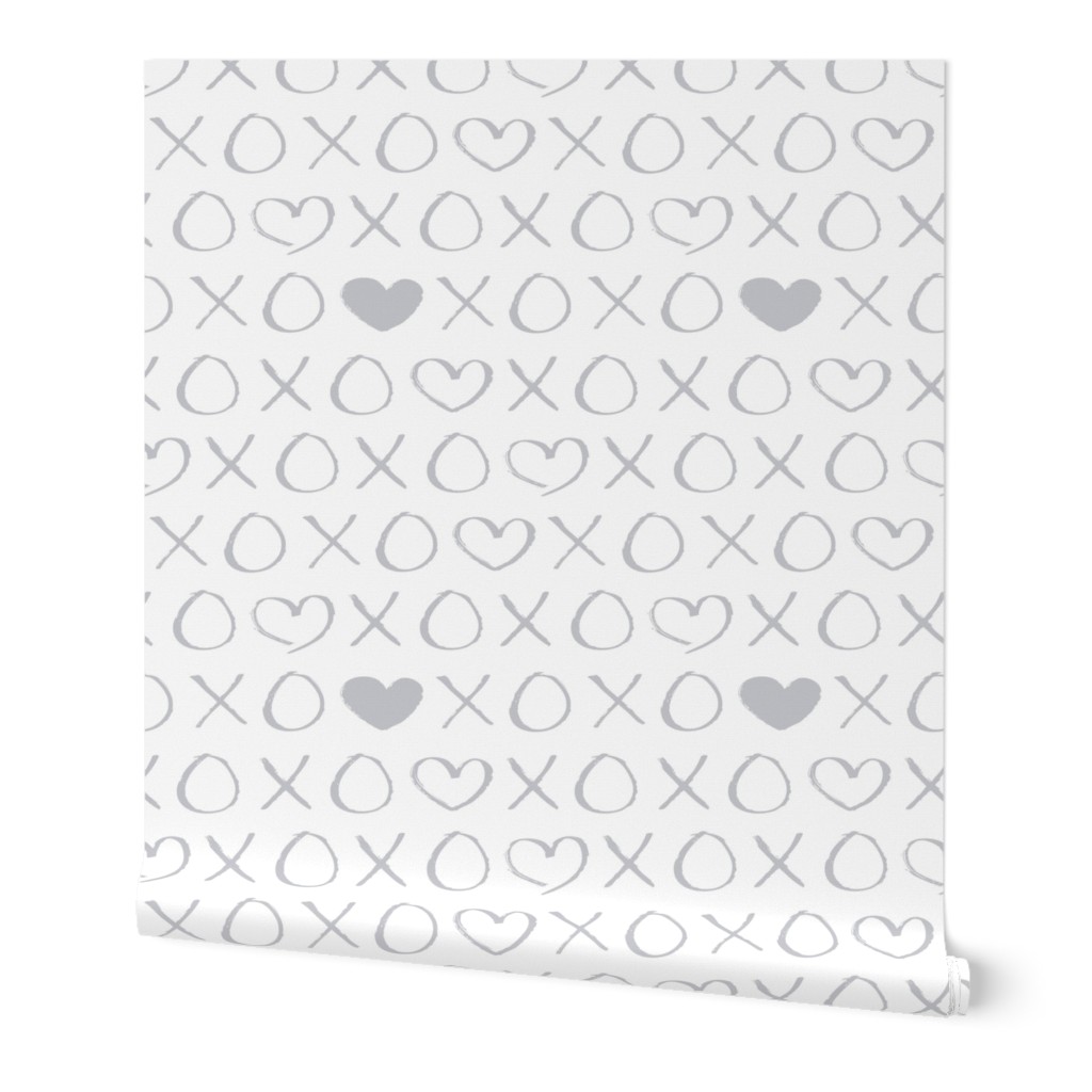 xoxo love sweet hearts and kisses print for lovers wedding and valentine in gender neutral gray on white