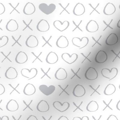 xoxo love sweet hearts and kisses print for lovers wedding and valentine in gender neutral gray on white