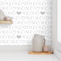 xoxo love sweet hearts and kisses print for lovers wedding and valentine in gender neutral gray on white