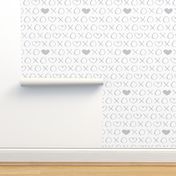 xoxo love sweet hearts and kisses print for lovers wedding and valentine in gender neutral gray on white