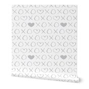 xoxo love sweet hearts and kisses print for lovers wedding and valentine in gender neutral gray on white