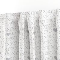 xoxo love sweet hearts and kisses print for lovers wedding and valentine in gender neutral gray on white