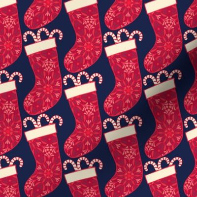 Christmas stocking with candy cane small scale by Pippa Shaw