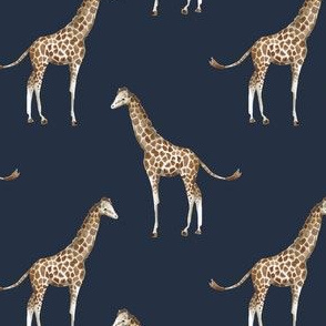 4" Giraffe Print Navy Back