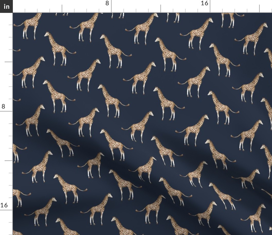 4" Giraffe Print Navy Back