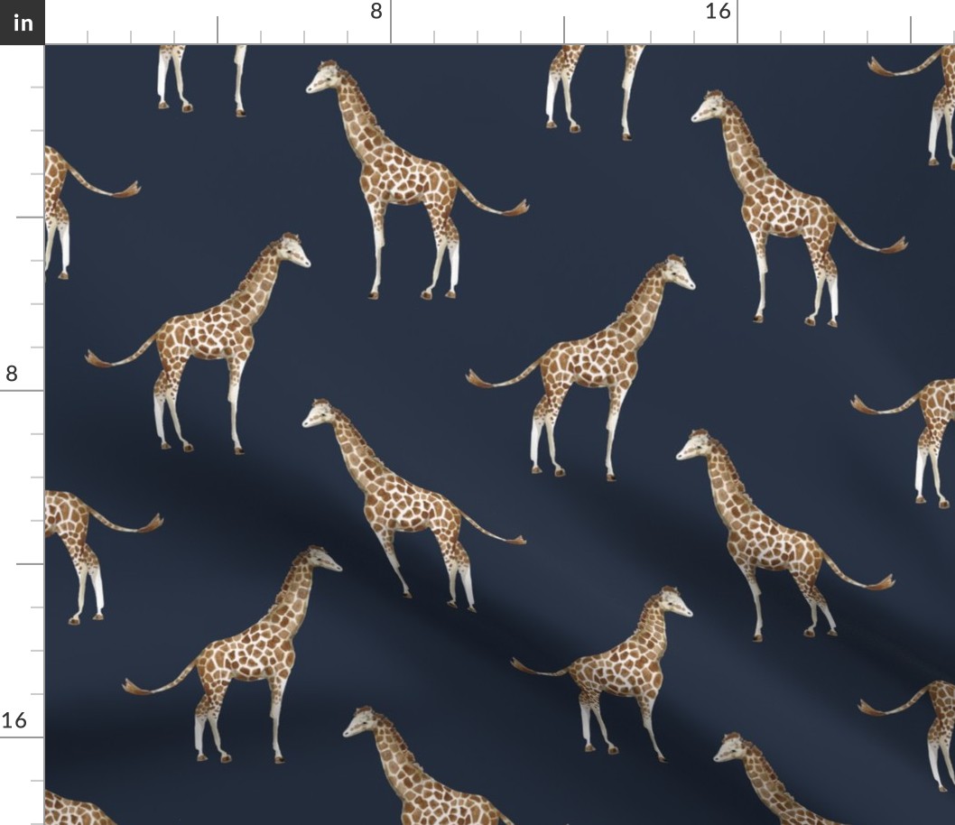 8" Giraffe Print Navy Back