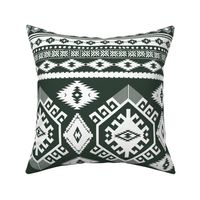 18" Olive and White Aztec Print