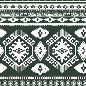 18" Olive and White Aztec Print