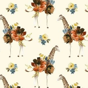 4" Serengeti Floral Giraffe Ivory