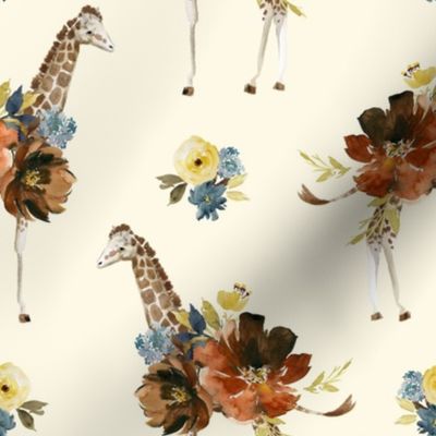 8" Serengeti Floral Giraffe Ivory