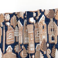 Normal scale // Whimsical Gingerbread Christmas Village // blue and brown