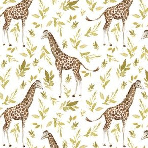 4" Serengeti Giraffe with Gold Branches White