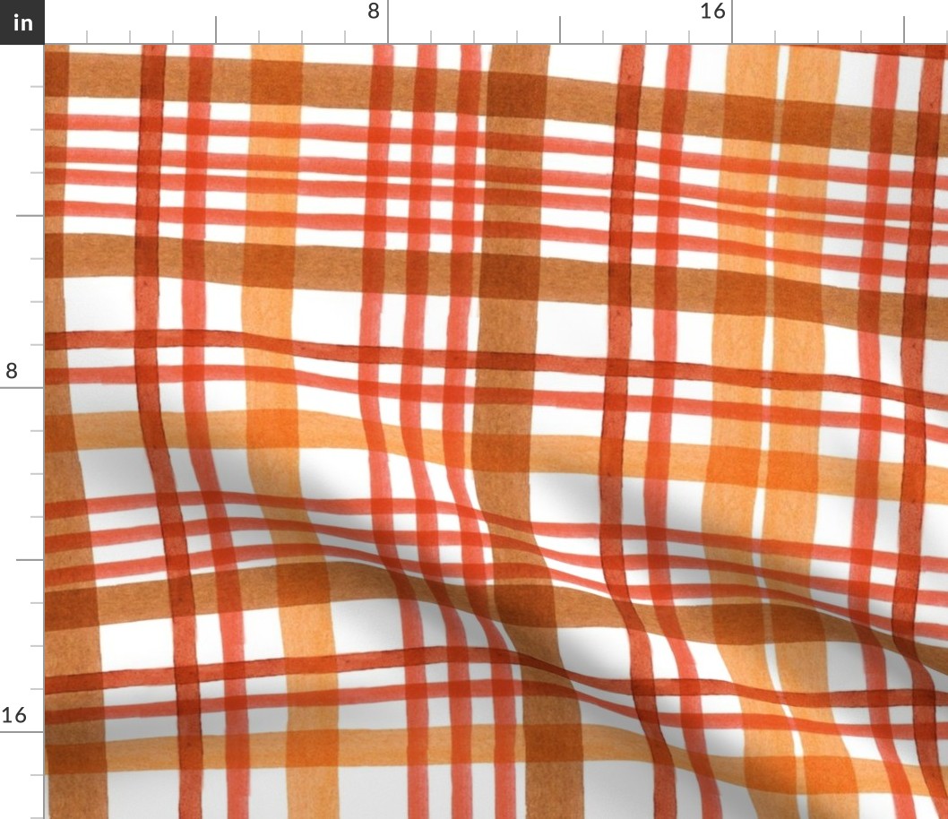 Fall Plaid in Cinnamon Spice Watercolor