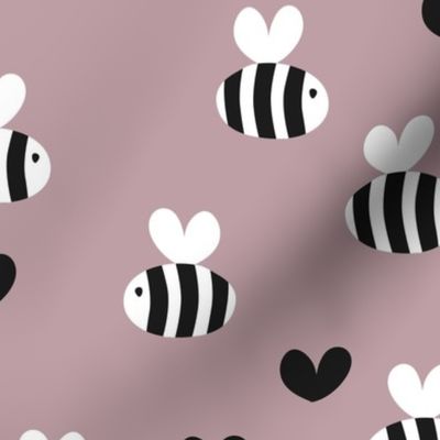 Little bumble bee cute hand cut baby insect garden ochre yellow gender neutral nursery black and white lilac mauve