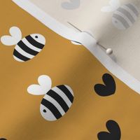 Little bumble bee cute hand cut baby insect garden ochre yellow gender neutral nursery black and white ochre yellow SMALL