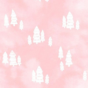 white pines in blush pink