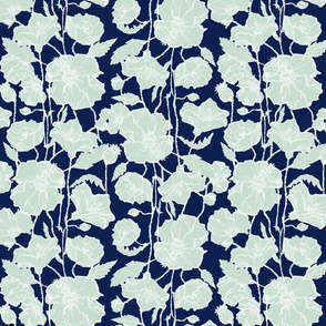 Large Mint & Navy Poppies