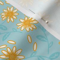 Fall Elements Dropping Daisies- seafoam small