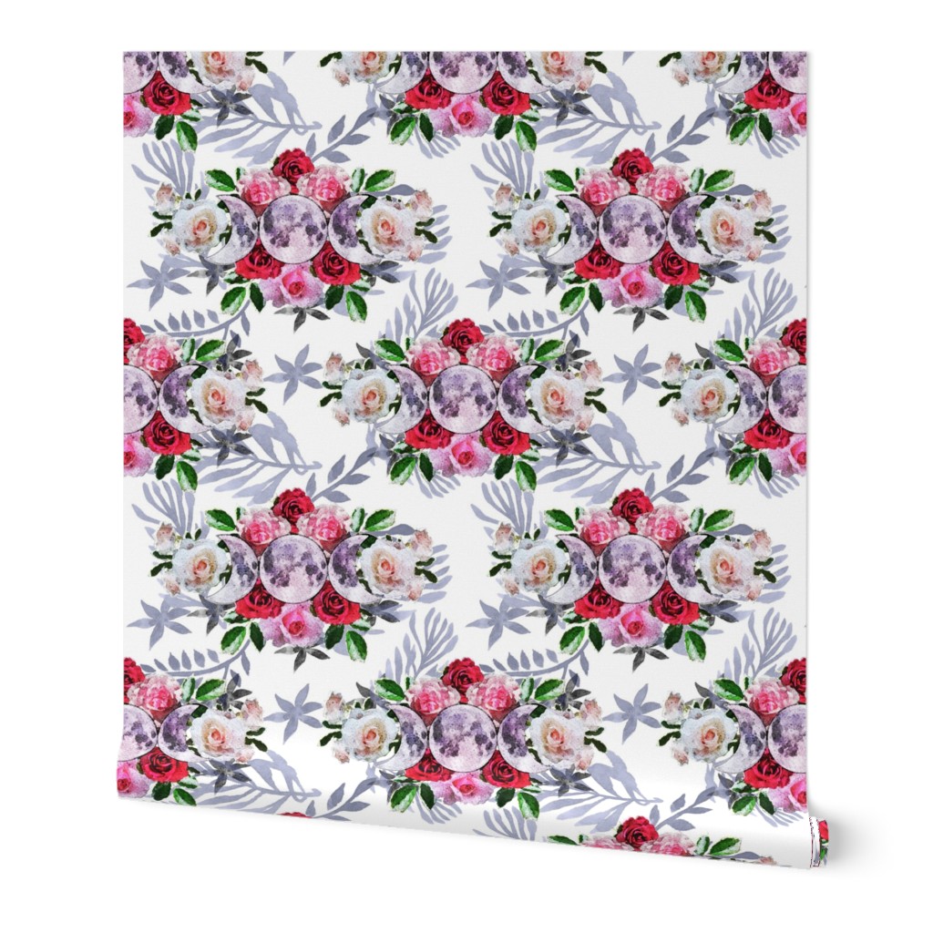 Triple Goddess Flower Chintz White