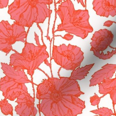 Petite Pink & Orange Poppies Brocade