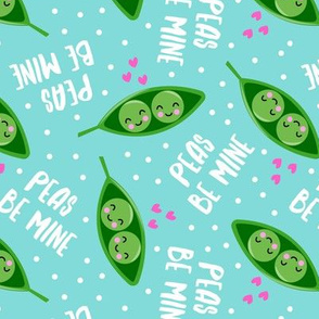 peas be mine - valentines cute peas in a pod - teal - LAD19