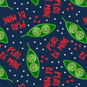 peas be mine - valentines cute peas in a pod - blue and red - LAD19