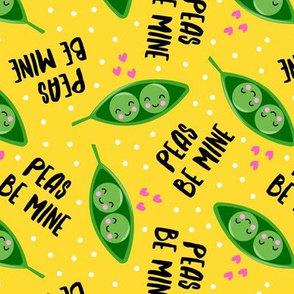 peas be mine - valentines cute peas in a pod - yellow - LAD19