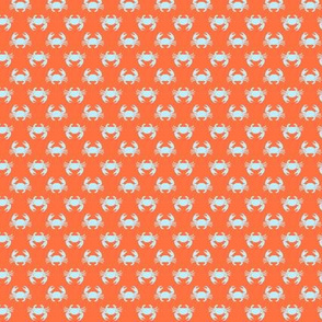 (extra small scale) crabs (blue on coral reef orange) - nautical C19BS