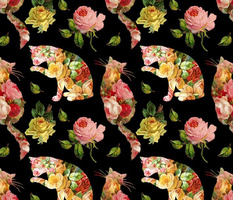 Rose Kitties Vintage Floral