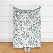 DAMASK GREEN LEAVES WHITE 48