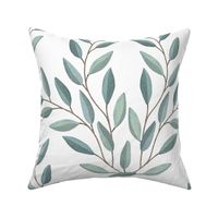 DAMASK GREEN LEAVES WHITE 48