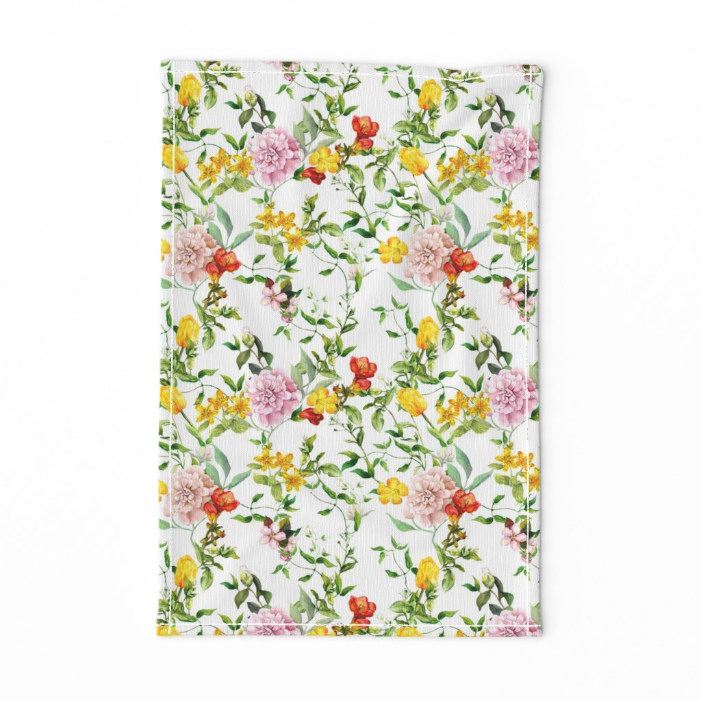 Meadow flowers for chintz design. Watercolor