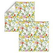 Meadow flowers for chintz design. Watercolor