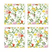 Meadow flowers for chintz design. Watercolor