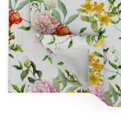 Meadow flowers for chintz design. Watercolor