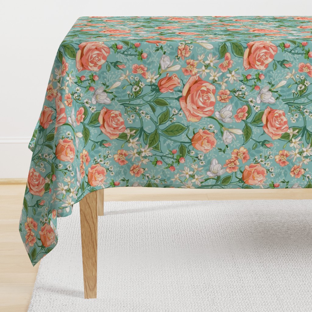 Peach Roses Chintz