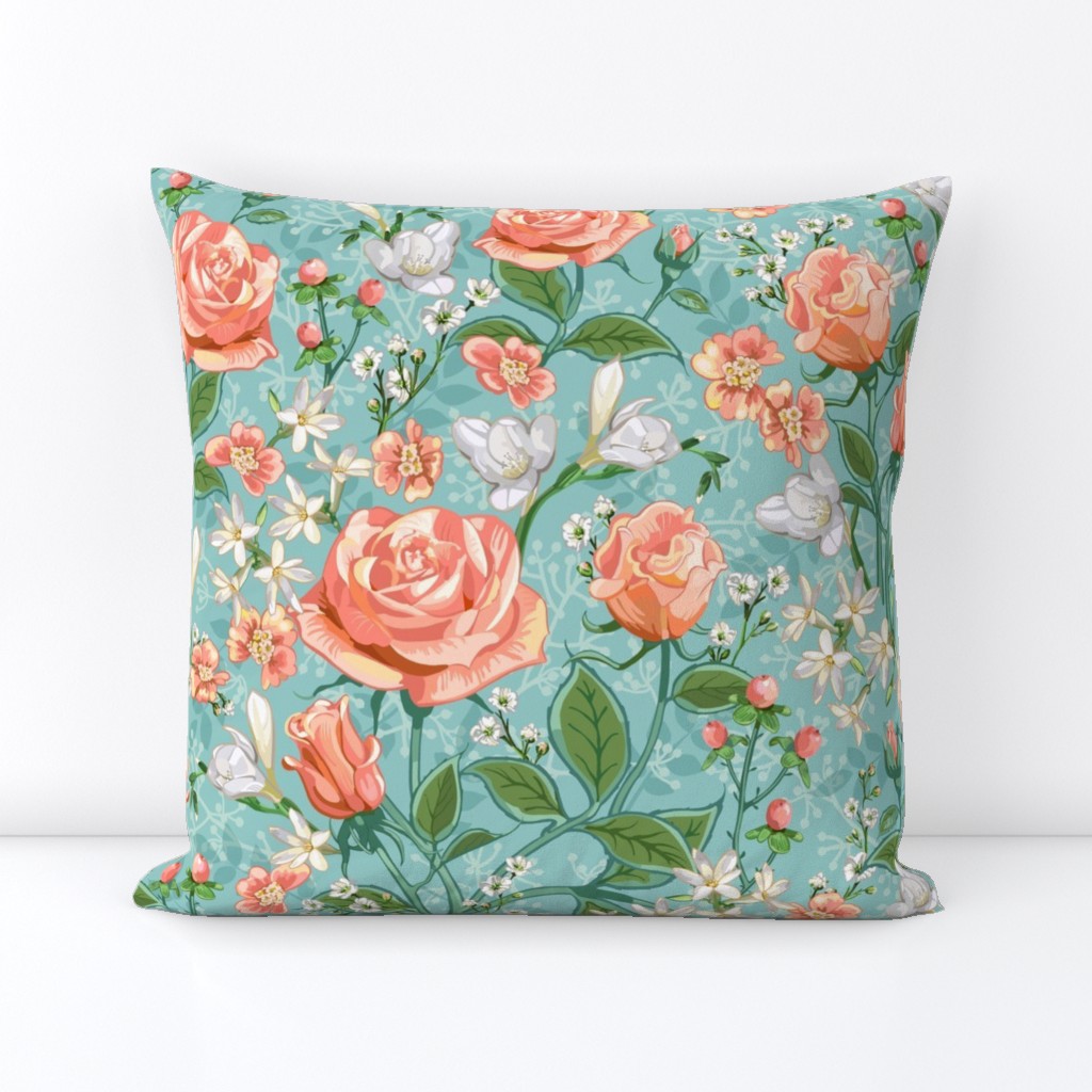 Peach Roses Chintz